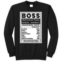 Funny Bosss Day Nutritional Facts Employee Appreciation Tall Sweatshirt