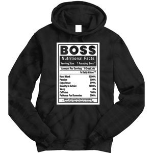 Funny Bosss Day Nutritional Facts Employee Appreciation Tie Dye Hoodie