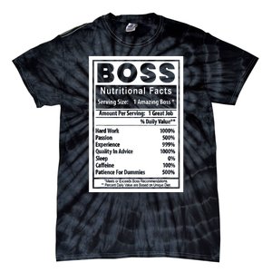 Funny Bosss Day Nutritional Facts Employee Appreciation Tie-Dye T-Shirt