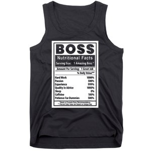 Funny Bosss Day Nutritional Facts Employee Appreciation Tank Top