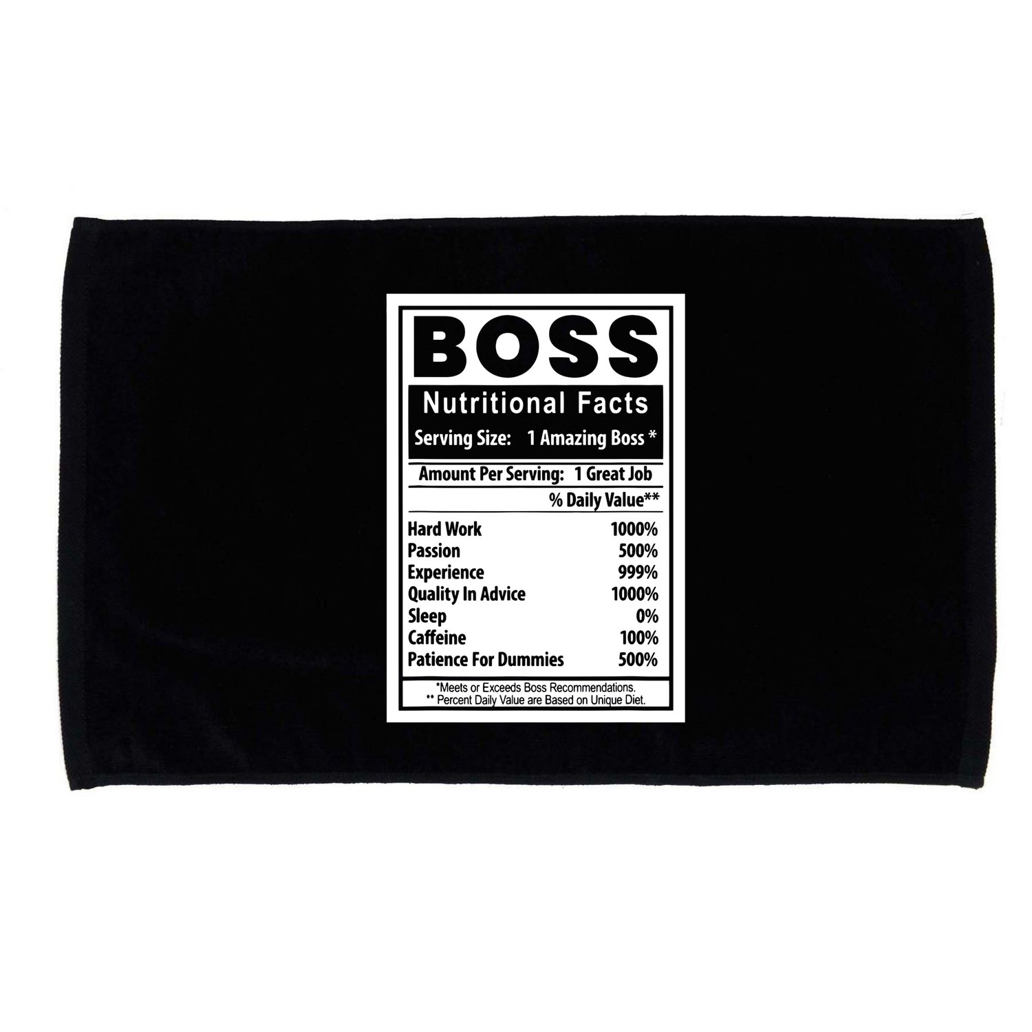 Funny Bosss Day Nutritional Facts Employee Appreciation Microfiber Hand Towel
