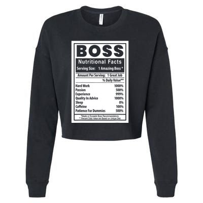 Funny Bosss Day Nutritional Facts Employee Appreciation Cropped Pullover Crew