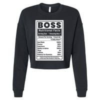 Funny Bosss Day Nutritional Facts Employee Appreciation Cropped Pullover Crew