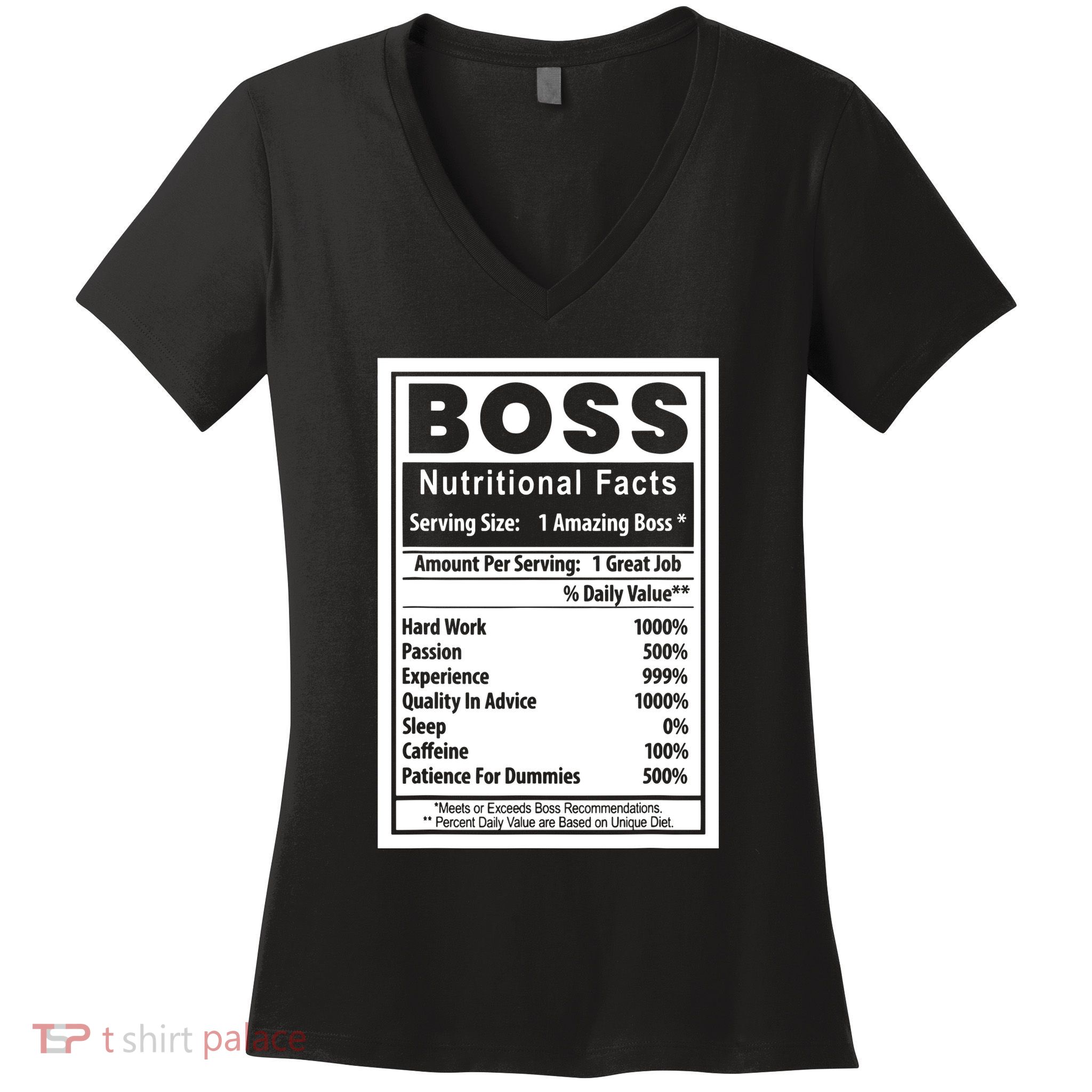 Funny Bosss Day Nutritional Facts Employee Appreciation Women's V-Neck T-Shirt