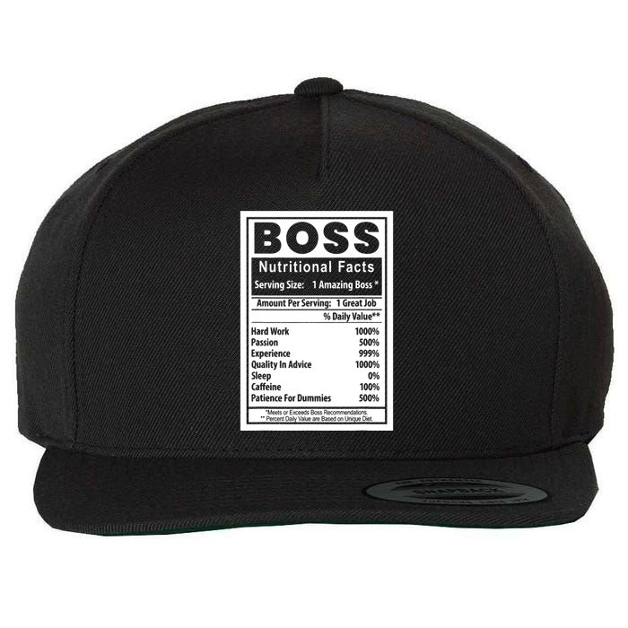 Funny Bosss Day Nutritional Facts Employee Appreciation Wool Snapback Cap