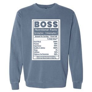 Funny Bosss Day Nutritional Facts Employee Appreciation Garment-Dyed Sweatshirt