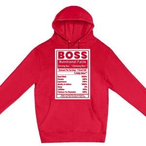 Funny Bosss Day Nutritional Facts Employee Appreciation Premium Pullover Hoodie