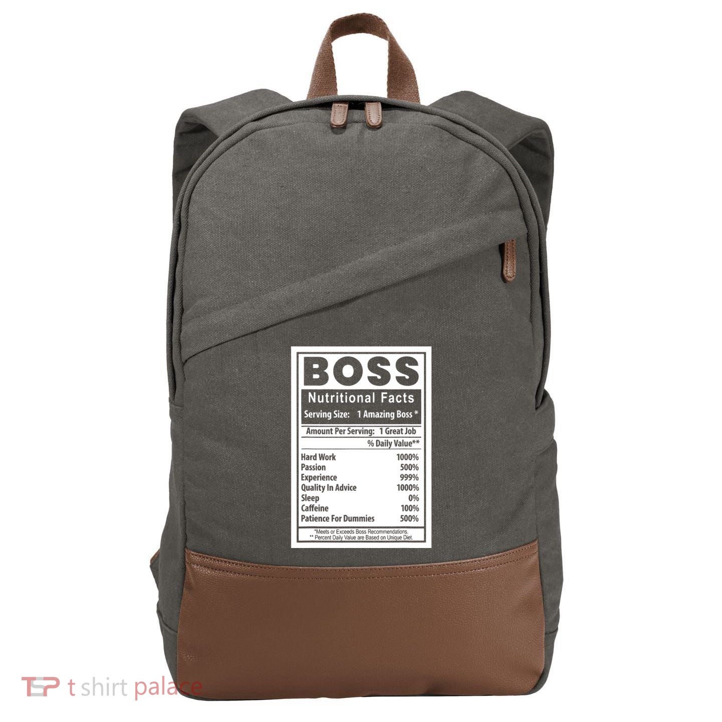 Funny Bosss Day Nutritional Facts Employee Appreciation Cotton Canvas Backpack