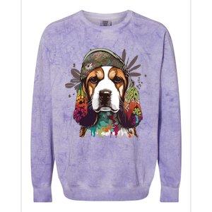 Funny Beagle Dog Hippie Colorblast Crewneck Sweatshirt