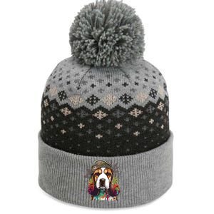 Funny Beagle Dog Hippie The Baniff Cuffed Pom Beanie