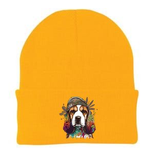 Funny Beagle Dog Hippie Knit Cap Winter Beanie