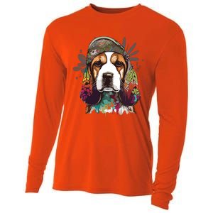 Funny Beagle Dog Hippie Cooling Performance Long Sleeve Crew