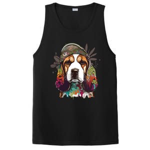 Funny Beagle Dog Hippie PosiCharge Competitor Tank