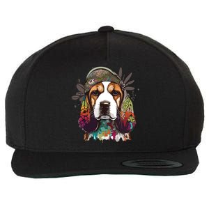 Funny Beagle Dog Hippie Wool Snapback Cap