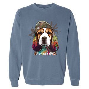 Funny Beagle Dog Hippie Garment-Dyed Sweatshirt