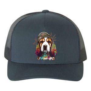 Funny Beagle Dog Hippie Yupoong Adult 5-Panel Trucker Hat