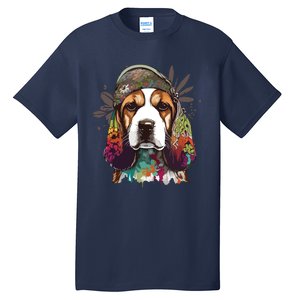 Funny Beagle Dog Hippie Tall T-Shirt