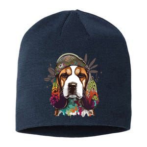 Funny Beagle Dog Hippie Sustainable Beanie