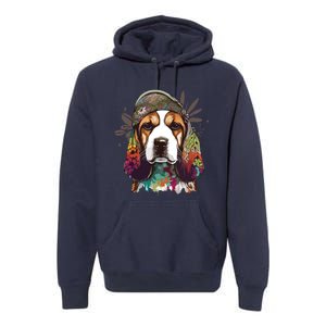 Funny Beagle Dog Hippie Premium Hoodie