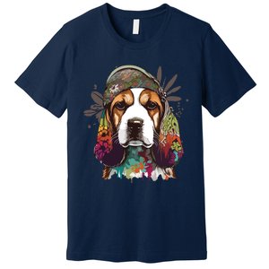 Funny Beagle Dog Hippie Premium T-Shirt