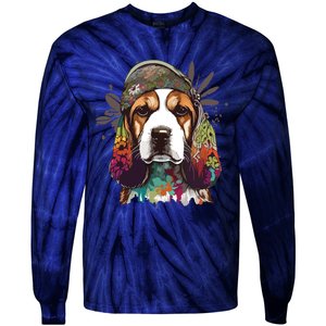 Funny Beagle Dog Hippie Tie-Dye Long Sleeve Shirt