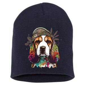 Funny Beagle Dog Hippie Short Acrylic Beanie