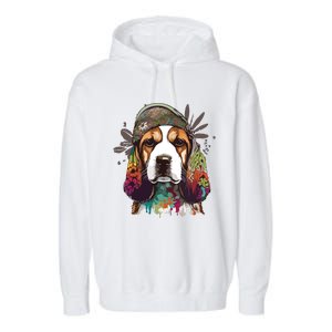 Funny Beagle Dog Hippie Garment-Dyed Fleece Hoodie