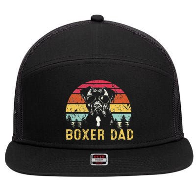 Funny Boxer Dad Retro Vintage Boxer Dog Lover Fathers Day 7 Panel Mesh Trucker Snapback Hat