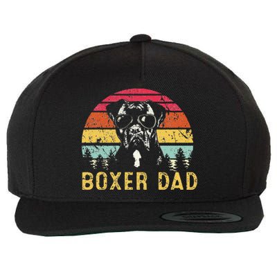 Funny Boxer Dad Retro Vintage Boxer Dog Lover Fathers Day Wool Snapback Cap