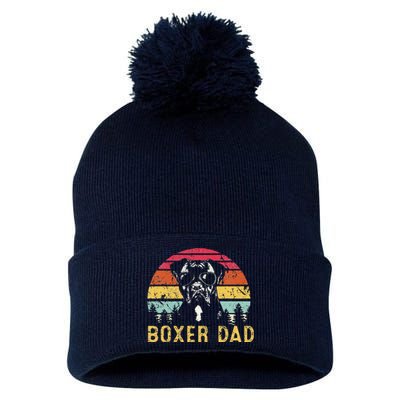 Funny Boxer Dad Retro Vintage Boxer Dog Lover Fathers Day Pom Pom 12in Knit Beanie