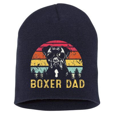 Funny Boxer Dad Retro Vintage Boxer Dog Lover Fathers Day Short Acrylic Beanie