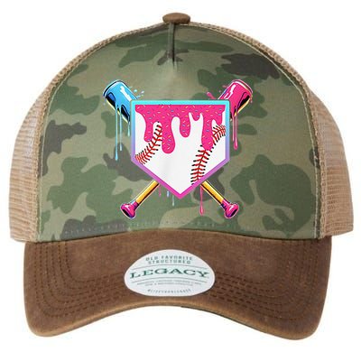 Funny Baseball Drip For Home Plate Ice Cream Drip Legacy Tie Dye Trucker Hat
