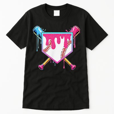 Funny Baseball Drip For Home Plate Ice Cream Drip Tall T-Shirt