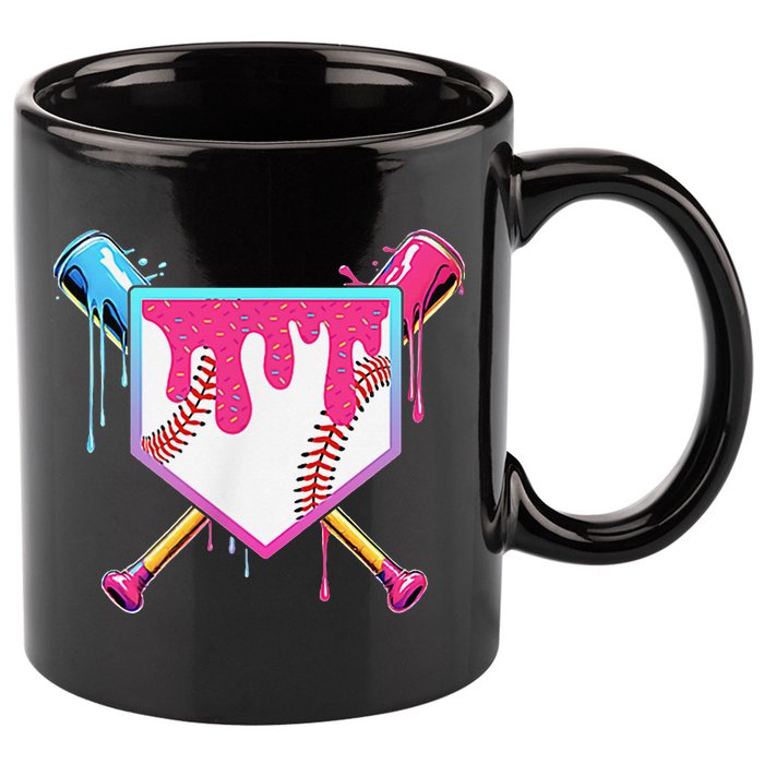 Funny Baseball Drip For Home Plate Ice Cream Drip 11oz C Handle Ceramic Mug