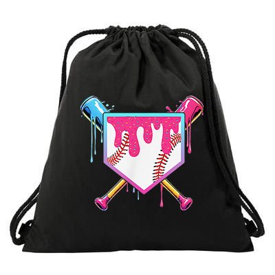 Funny Baseball Drip For Home Plate Ice Cream Drip Drawstring Bag