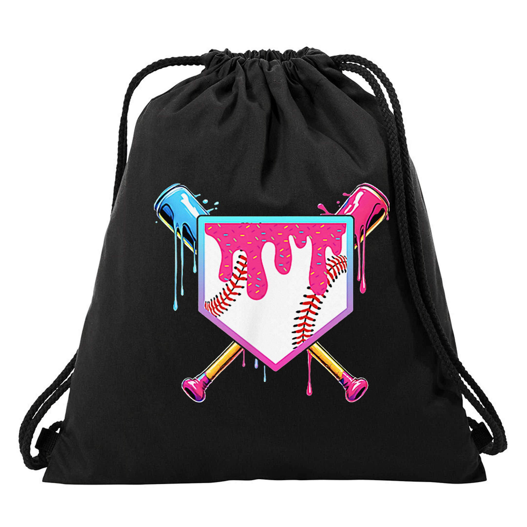 Funny Baseball Drip For Home Plate Ice Cream Drip Drawstring Bag
