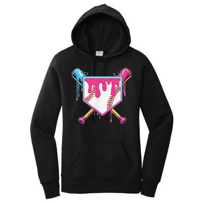 Funny Baseball Drip For Home Plate Ice Cream Drip Women's Pullover Hoodie
