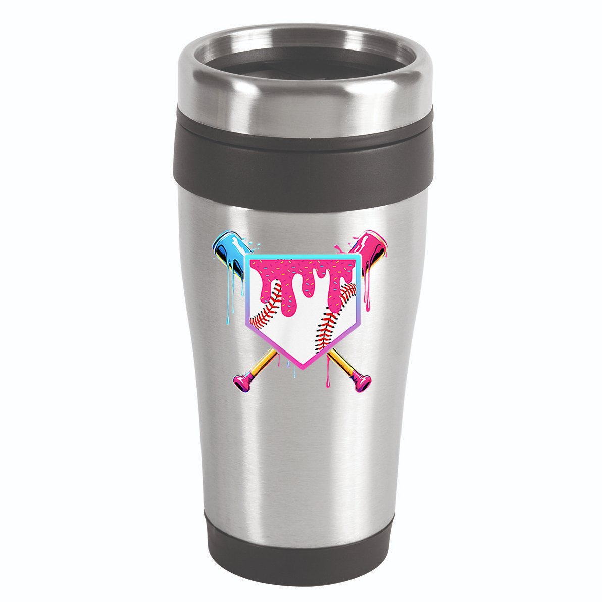Funny Baseball Drip For Home Plate Ice Cream Drip 16oz Travel Tumbler