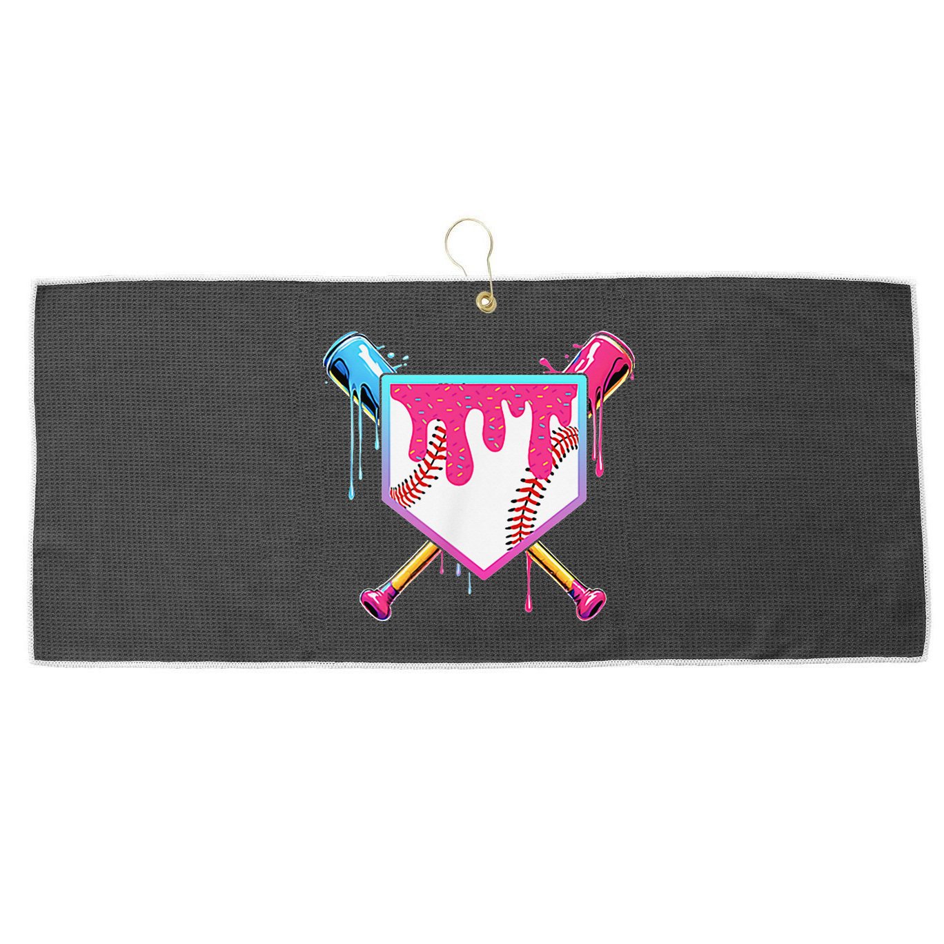 Funny Baseball Drip For Home Plate Ice Cream Drip Large Microfiber Waffle Golf Towel