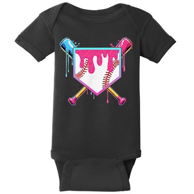 Funny Baseball Drip For Home Plate Ice Cream Drip Baby Bodysuit