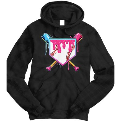 Funny Baseball Drip For Home Plate Ice Cream Drip Tie Dye Hoodie