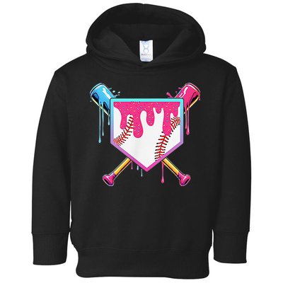 Funny Baseball Drip For Home Plate Ice Cream Drip Toddler Hoodie