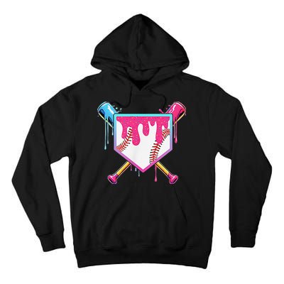 Funny Baseball Drip For Home Plate Ice Cream Drip Tall Hoodie