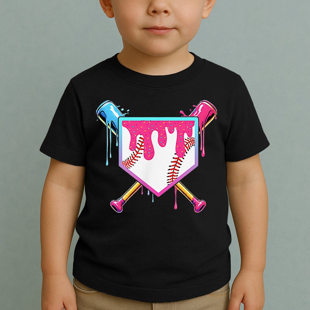 Funny Baseball Drip For Home Plate Ice Cream Drip Toddler T-Shirt