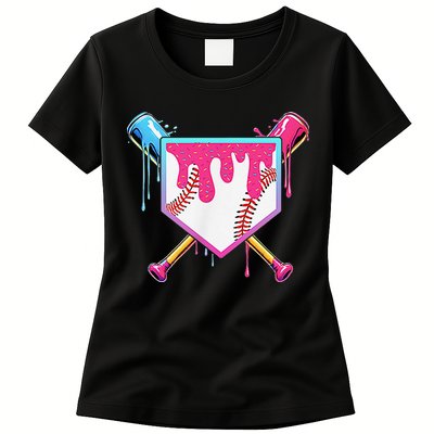 Funny Baseball Drip For Home Plate Ice Cream Drip Womens T-Shirt