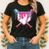 Funny Baseball Drip For Home Plate Ice Cream Drip Womens T-Shirt