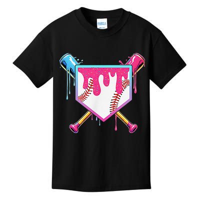 Funny Baseball Drip For Home Plate Ice Cream Drip Kids T-Shirt