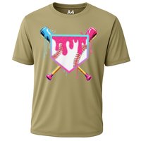 Funny Baseball Drip For Home Plate Ice Cream Drip Cooling Performance Crew T-Shirt