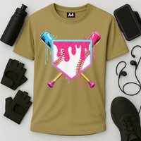 Funny Baseball Drip For Home Plate Ice Cream Drip Cooling Performance Crew T-Shirt