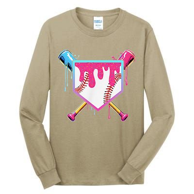 Funny Baseball Drip For Home Plate Ice Cream Drip Tall Long Sleeve T-Shirt